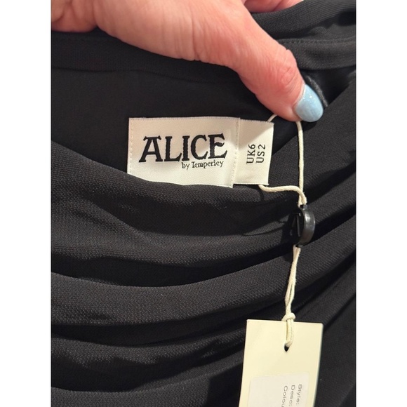 NWT Alice Temperley Women’s Black Midi Dress Ruched Bodycon size 2 - Picture 5 of 8